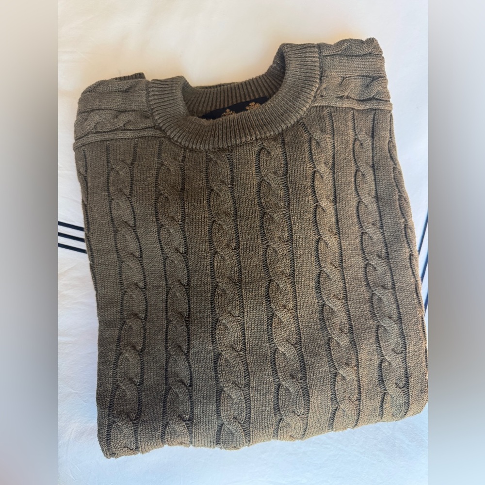 EUC Barbour Men’s Cable Knit Sweater - Brownish-Hunter Green (Size Small) - Picture 2 of 7